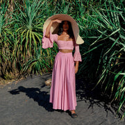 ARUM Pleated Maxi Skirt in Blush Pink